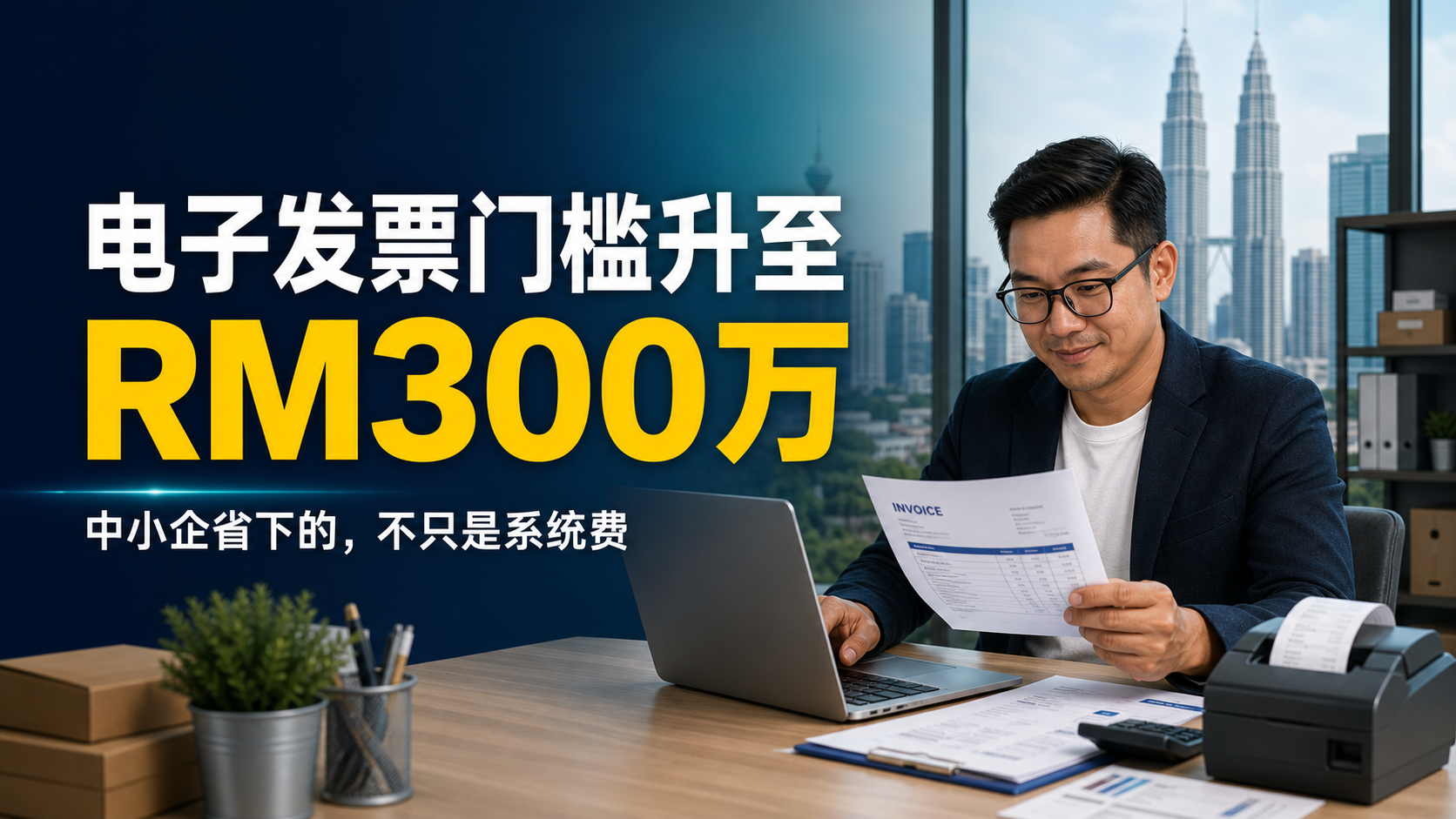 电子发票门槛升至RM300万，中小企业经营成本与数字化主题封面